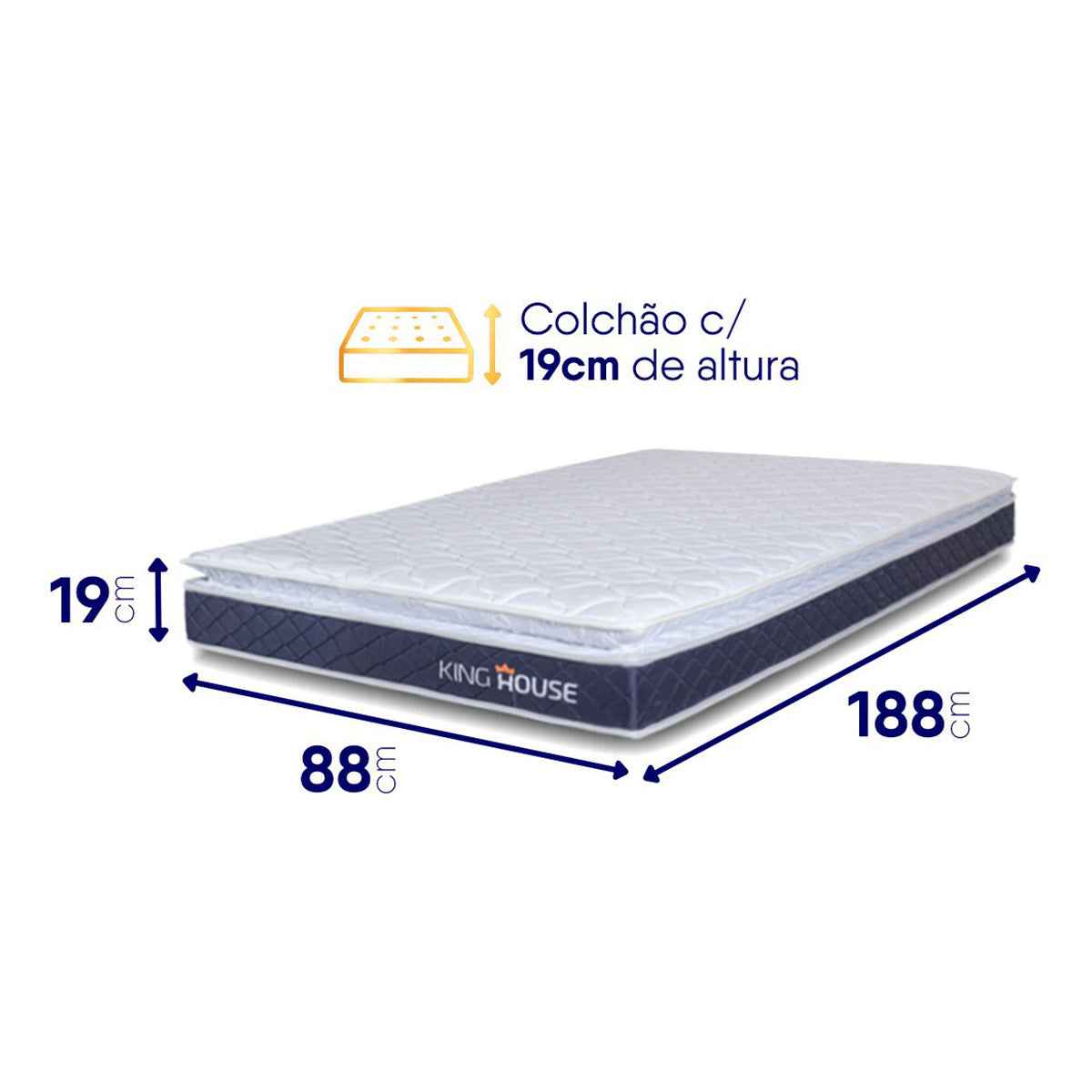 Colchão Durban Azul Espuma D28 Solteiro 88x188x19