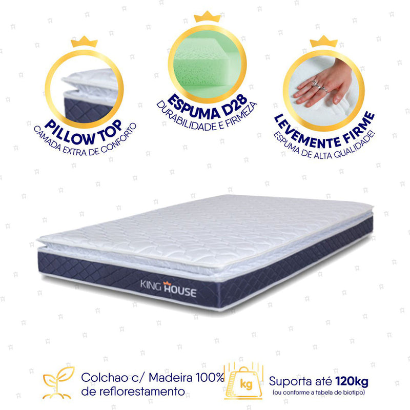 Colchão Durban Azul Espuma D28 Solteiro 88x188x19