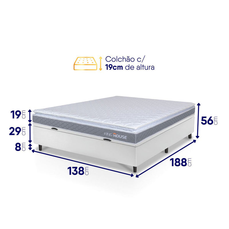 Cama Box Baú Durban Espuma D28 Casal 138x188 King House