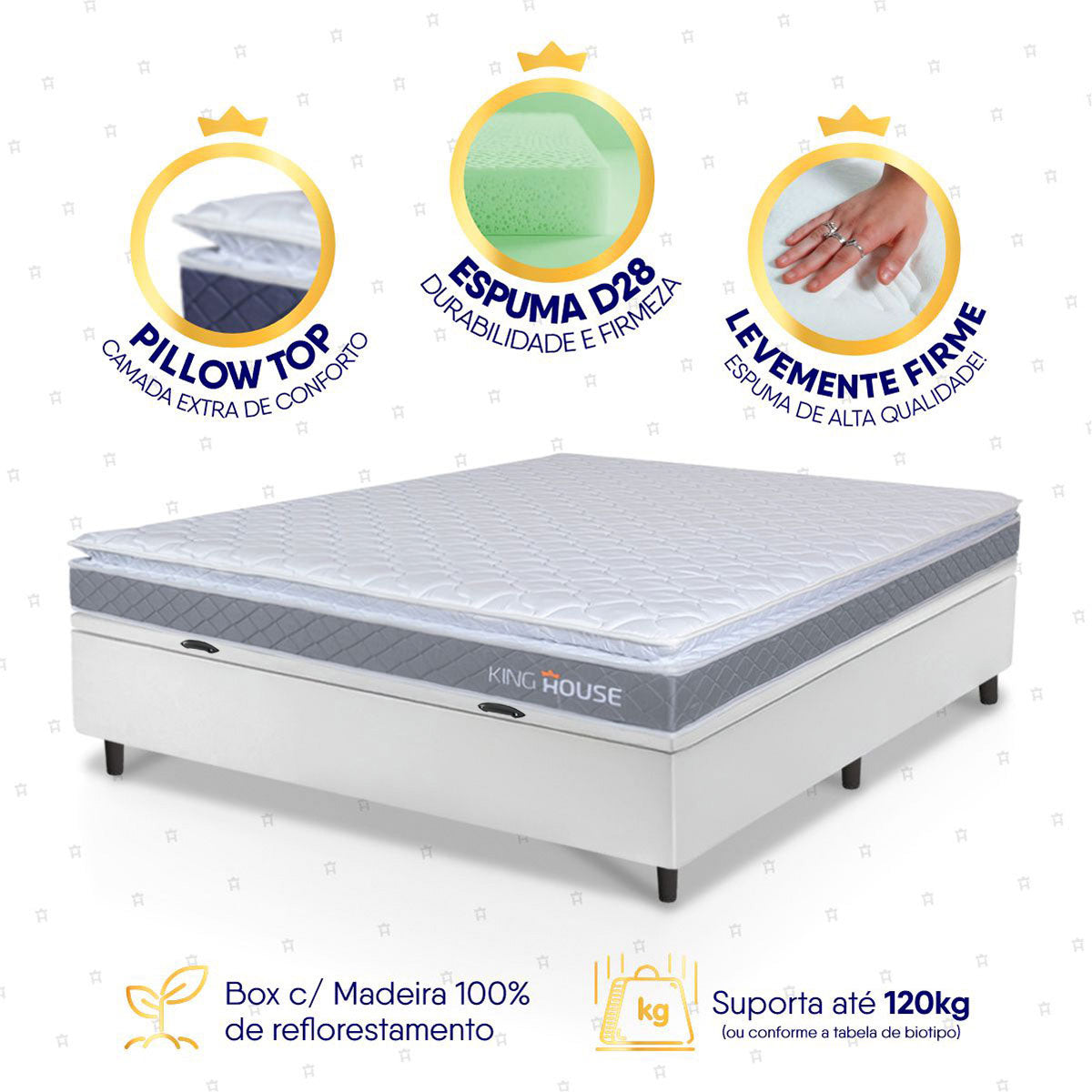 Cama Box Baú Durban Espuma D28 Casal 138x188 King House