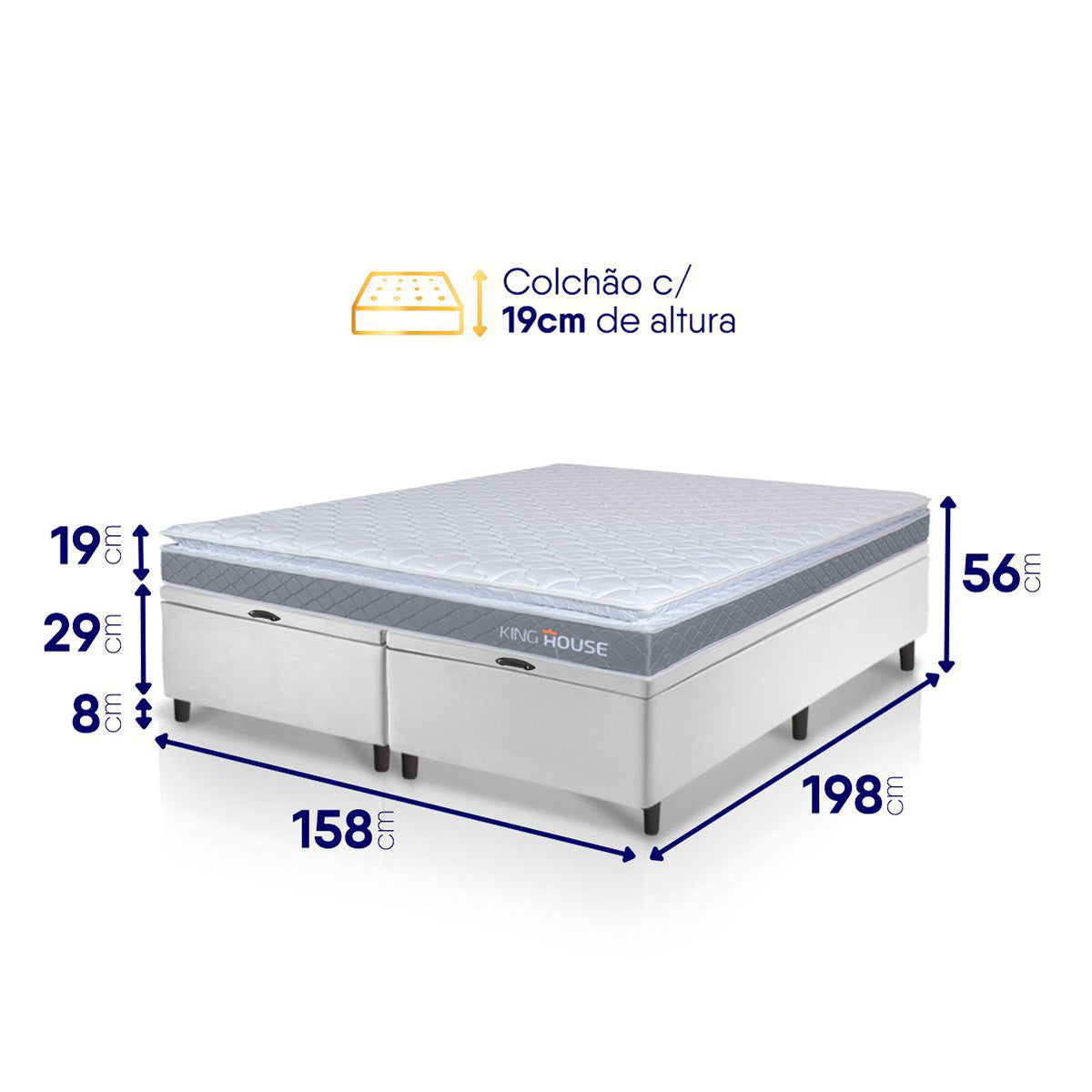 Cama Box Baú Durban Espuma D28 Queen 158x198 King House