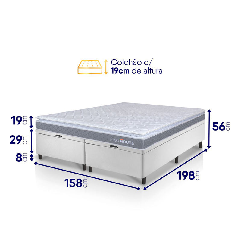 Cama Box Baú Durban Espuma D28 Queen 158x198 King House