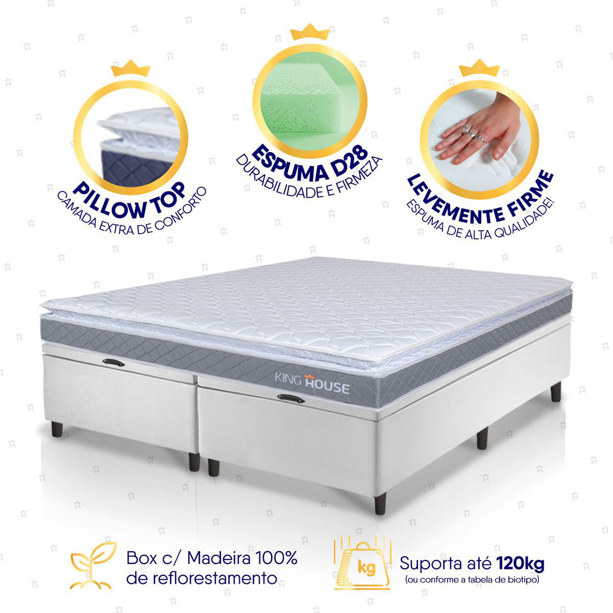 Cama Box Baú Durban Espuma D28 Queen 158x198 King House