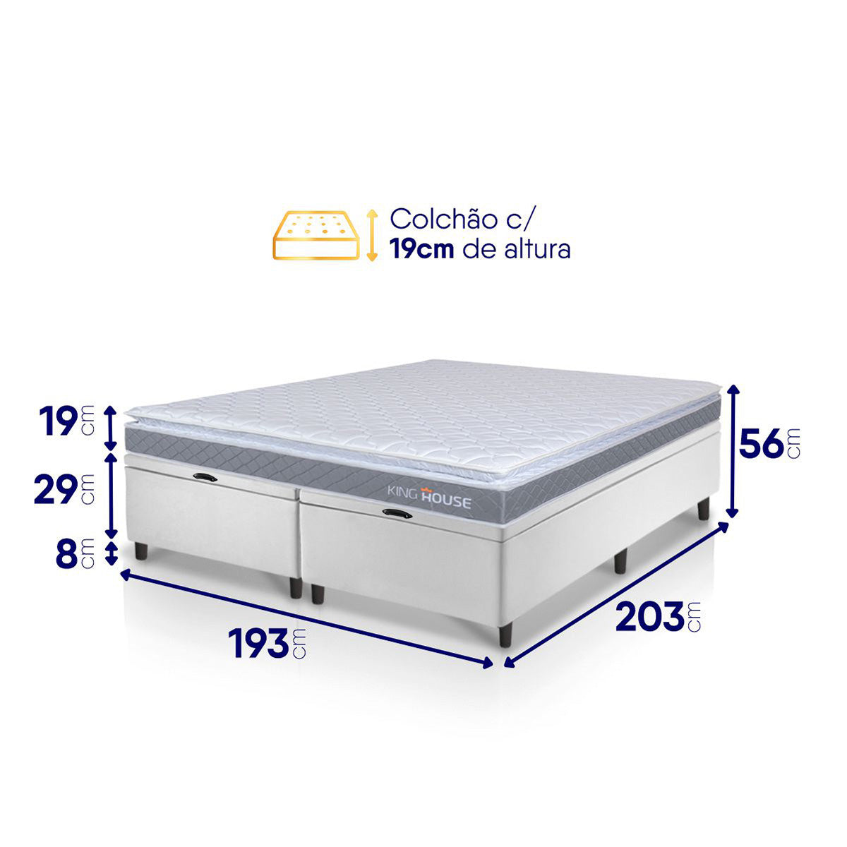 Cama Box Baú Durban Espuma D28 King 193x203 King House