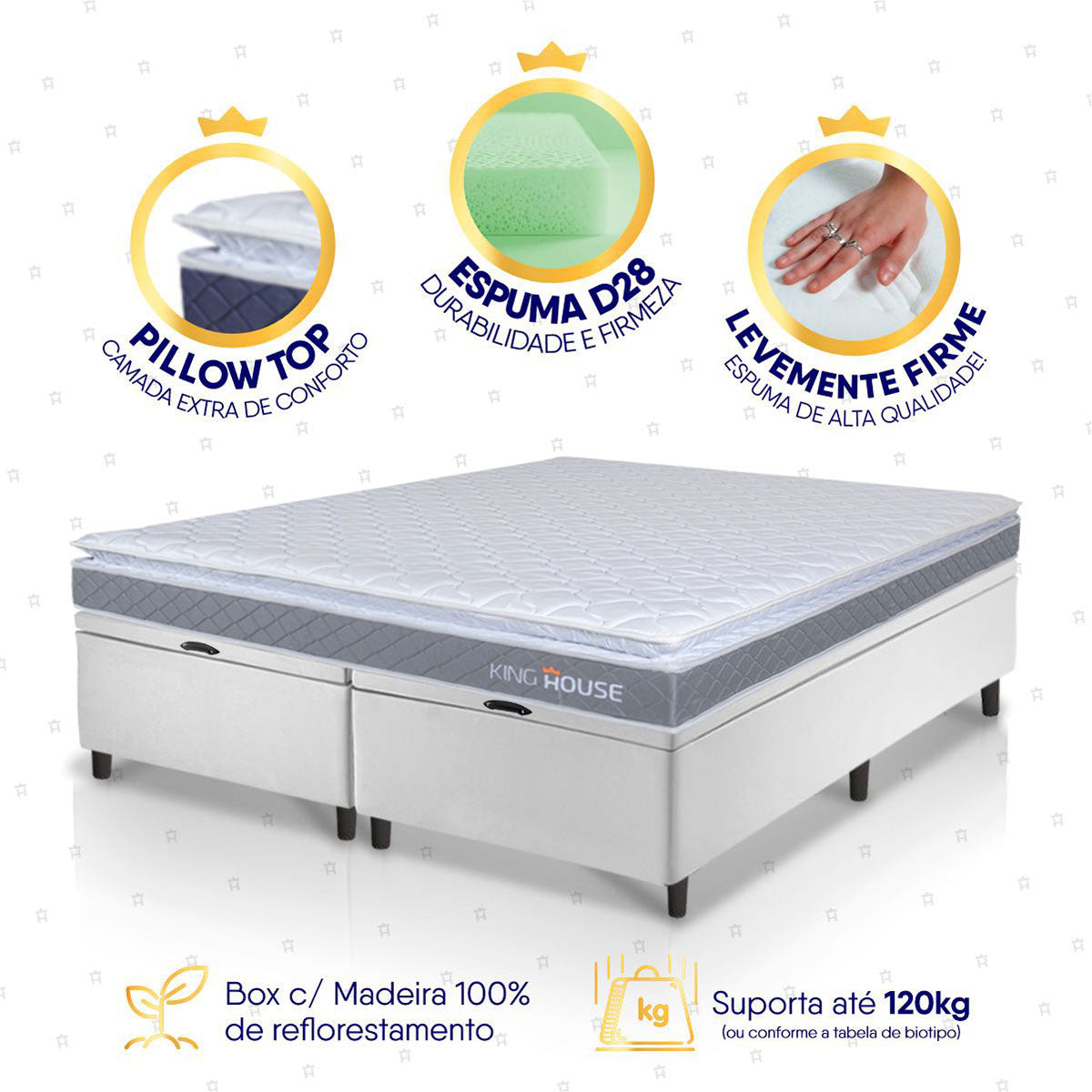 Cama Box Baú Durban Espuma D28 King 193x203 King House