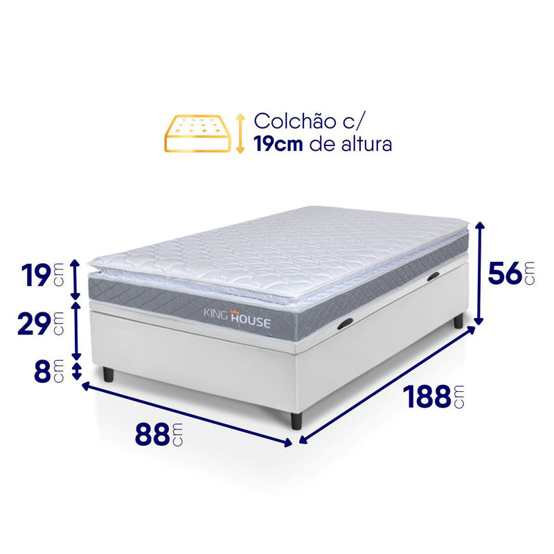 Cama Box Baú Durban Espuma D28 Solteiro 88x188 King House