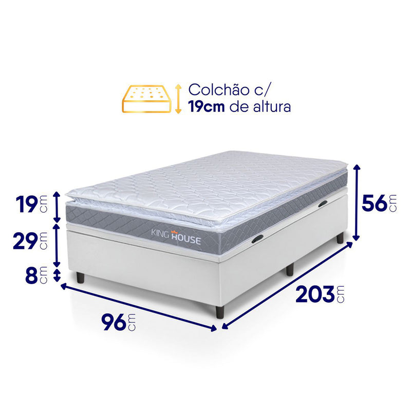 Cama Box Baú Durban Espuma D28 Solteirão 96x203 King House