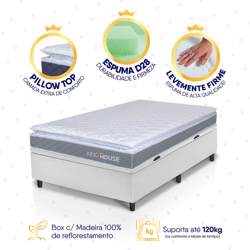 Cama Box Baú Durban Espuma D28 Solteirão 96x203 King House