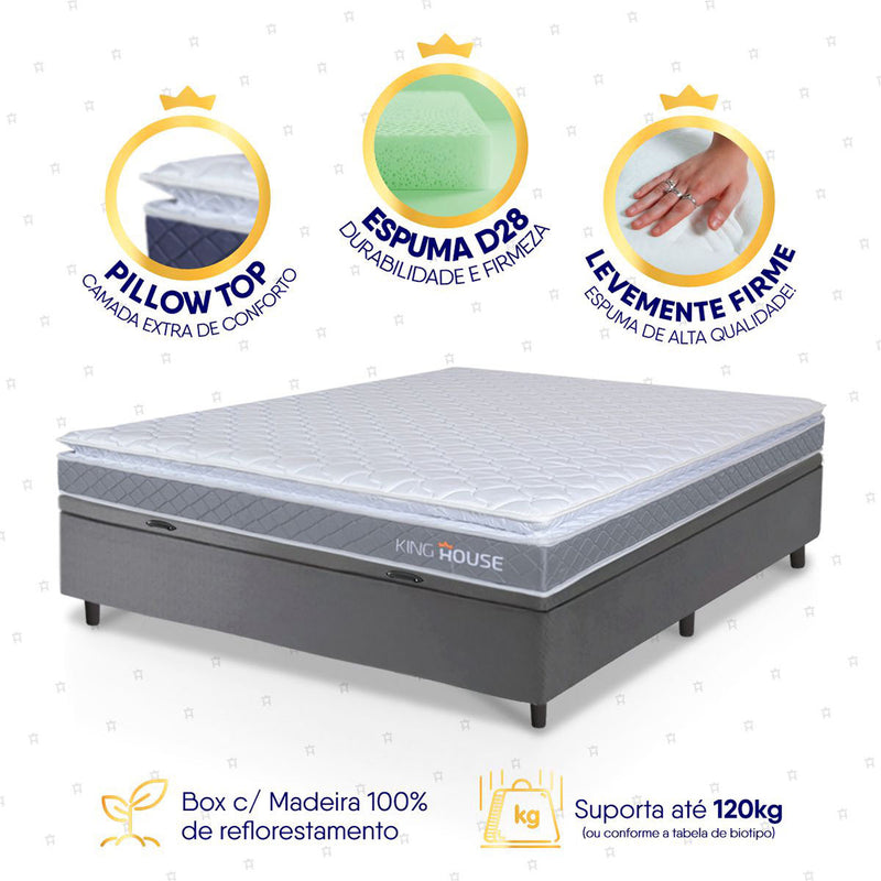 Cama Box Baú Durban Espuma D28 Casal 138x188 King House