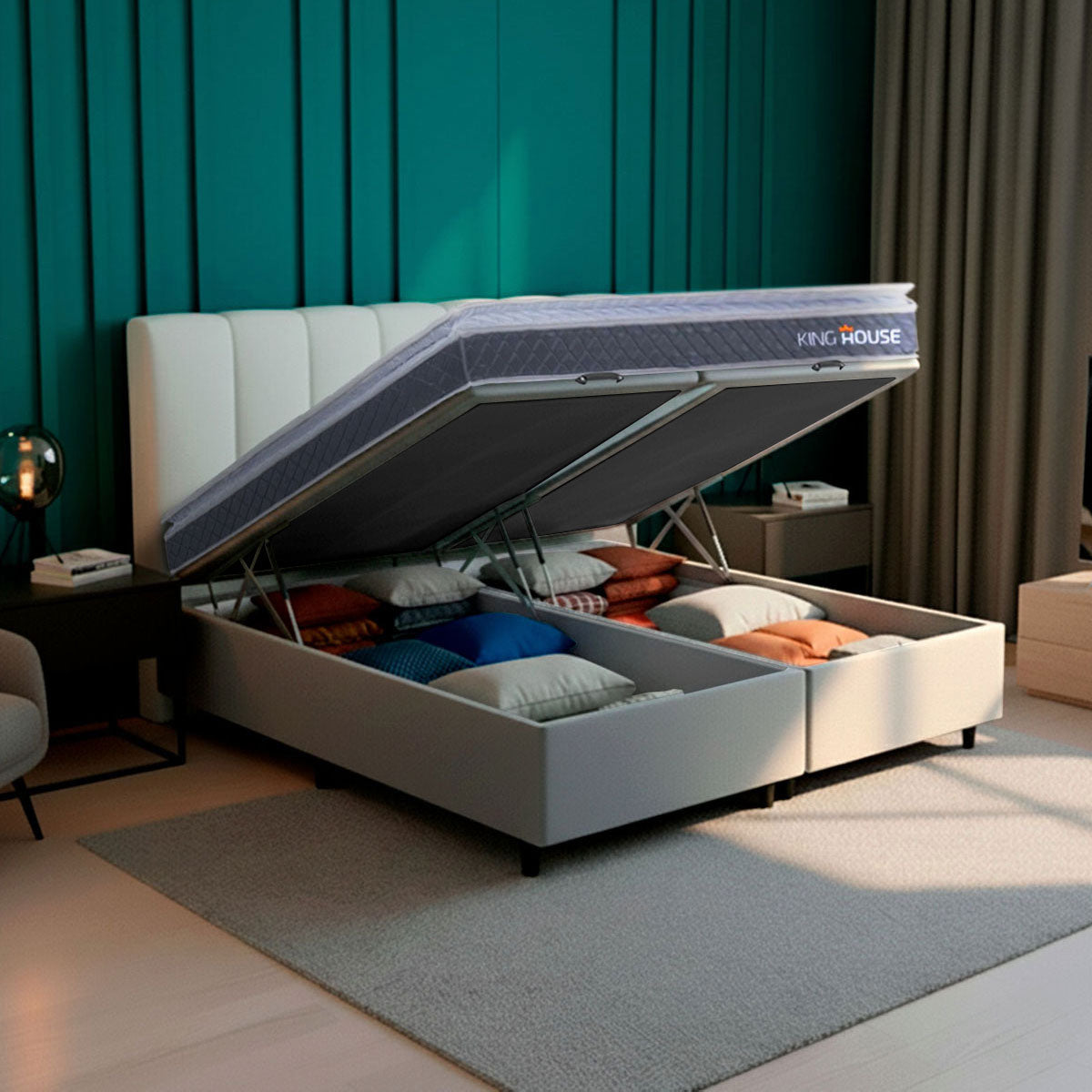 Cama Box Baú Durban Espuma D28 King 193x203 Cinza King House