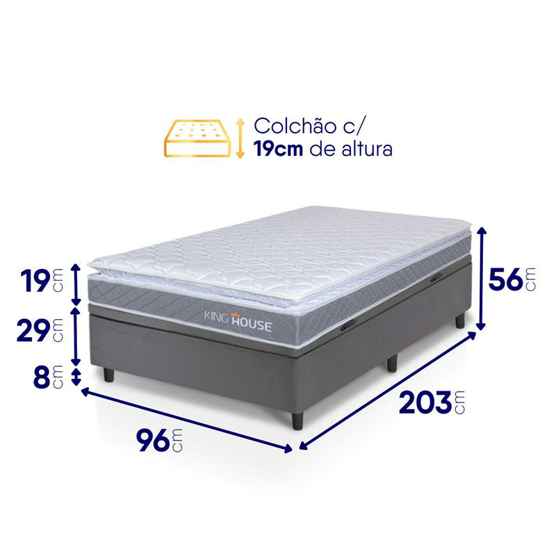 Cama Box Baú Durban Espuma D28 Solteirão 96x203 King House