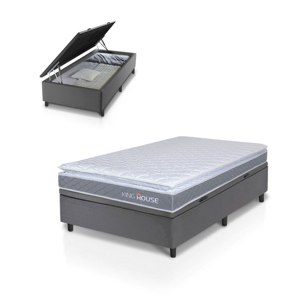 Cama Box Baú Durban Espuma D28 Solteirão 96x203 King House