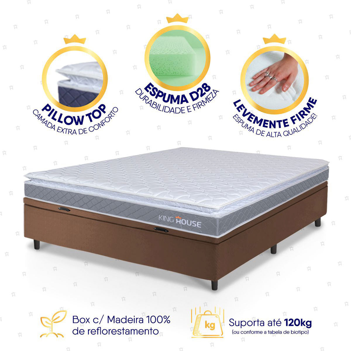 Cama Box Baú Durban Espuma D28 Casal 138x188 King House