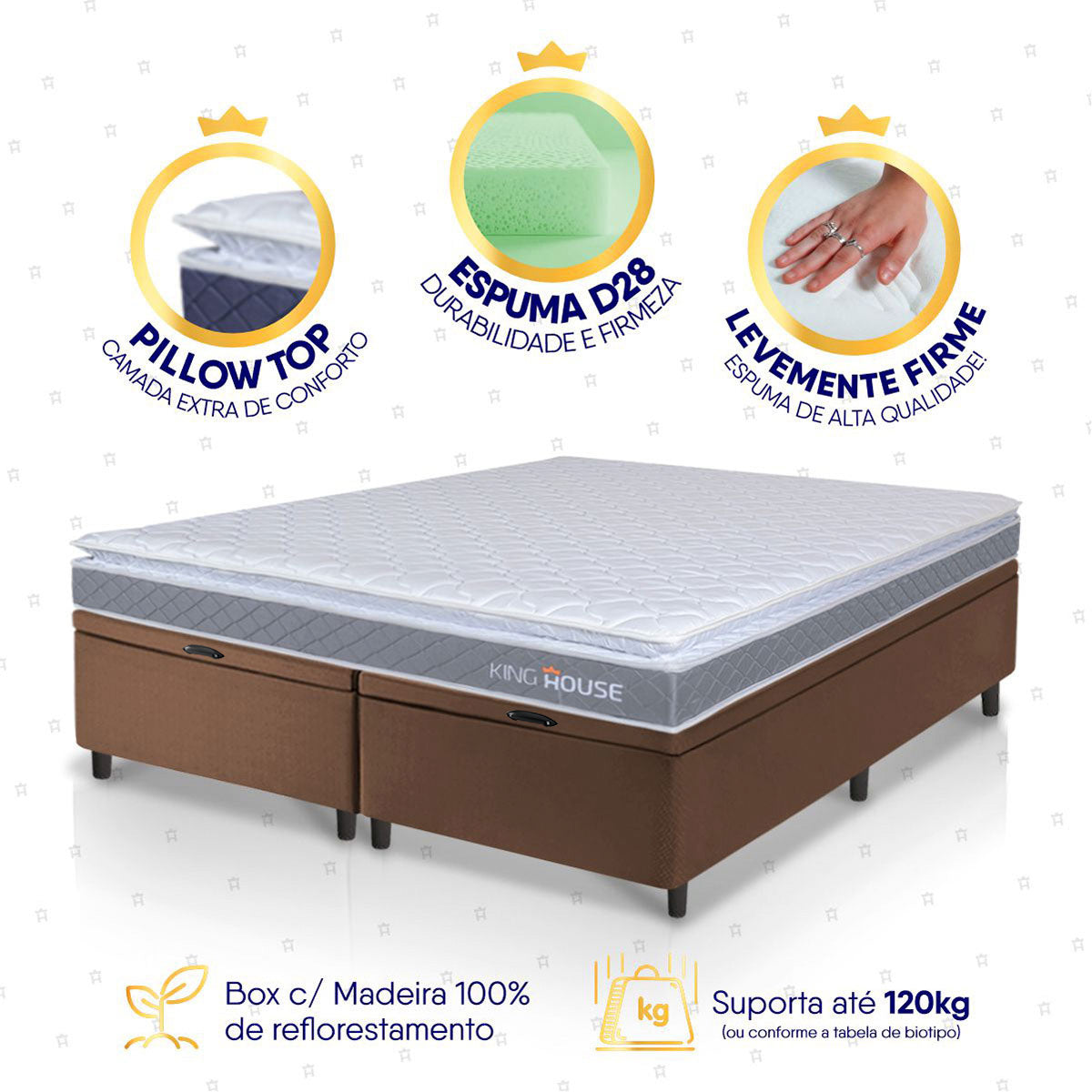 Cama Box Baú Durban Espuma D28 King 193x203 King House