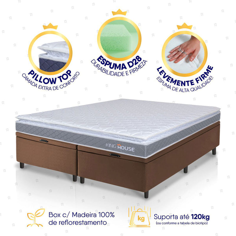 Cama Box Baú Durban Espuma D28 King 193x203 King House