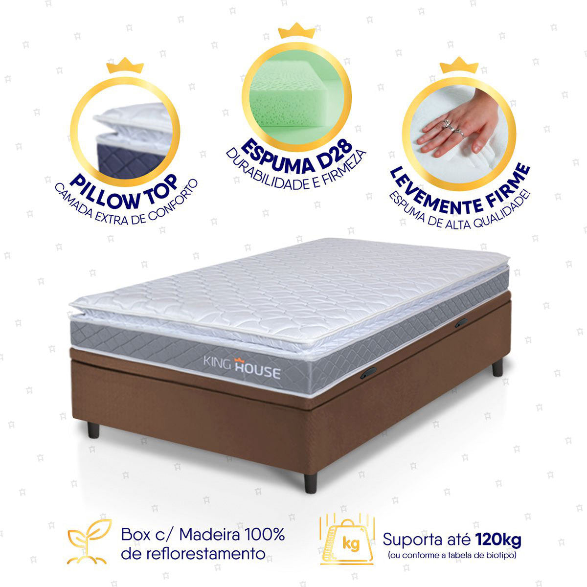 Cama Box Baú Durban Espuma D28 Solteiro 88x188 King House