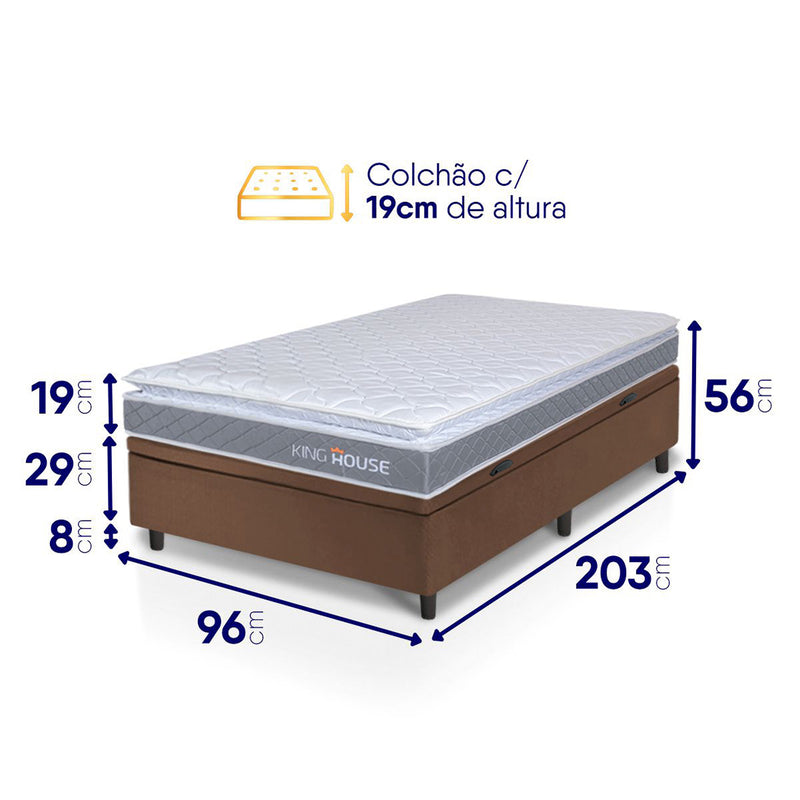 Cama Box Baú Durban Espuma D28 Solteirão 96x203 King House