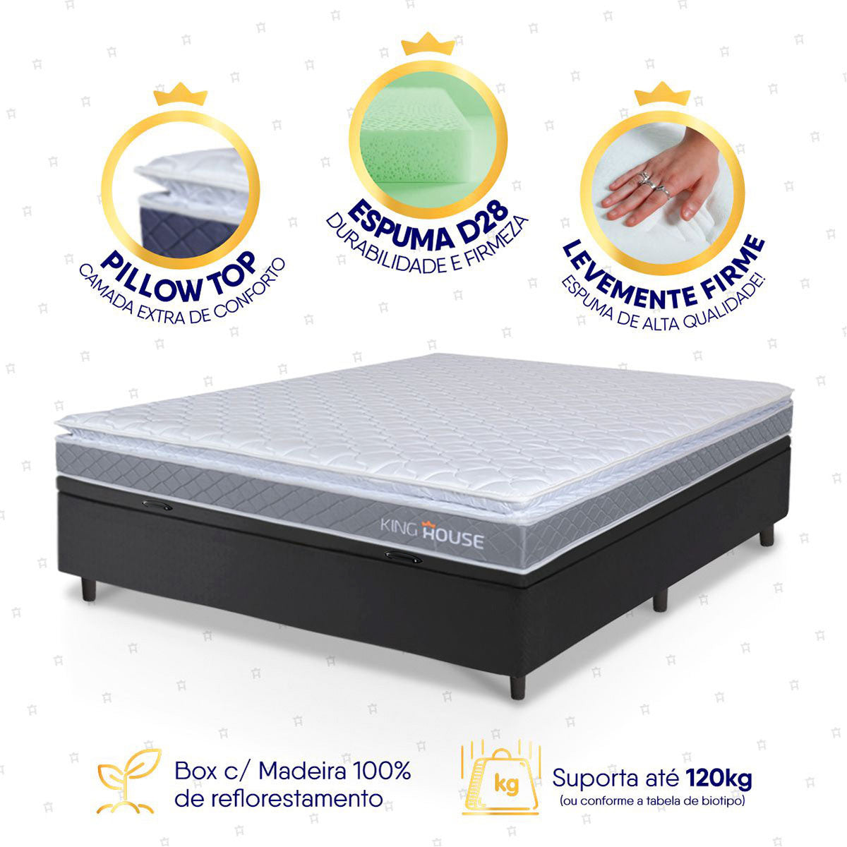 Cama Box Baú Durban Espuma D28 Casal 138x188 King House