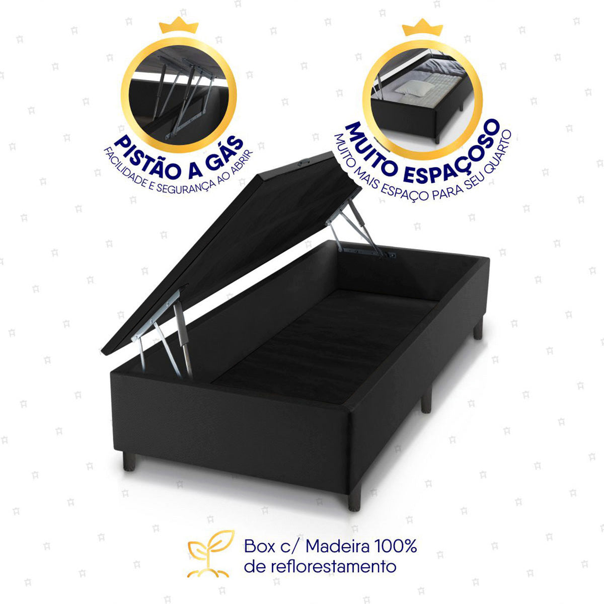 Cama Box Baú Durban Espuma D28 Solteirão 96x203 King House