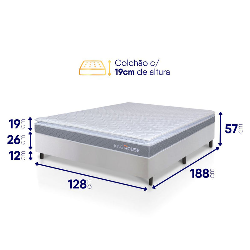 Cama Box Durban Espuma D28 Viúva 128x188 Branco King House