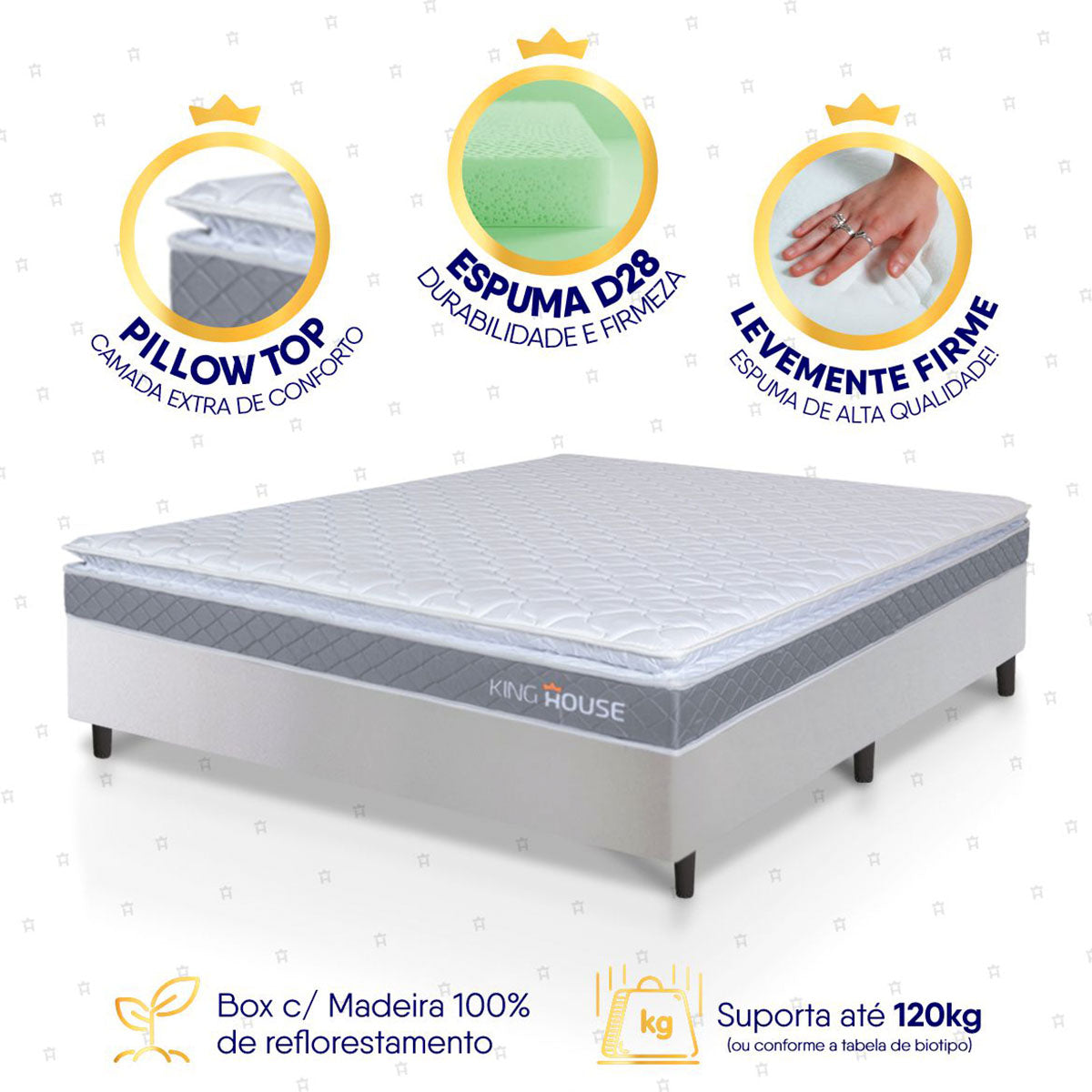 Cama Box Durban Espuma D28 Viúva 128x188 Branco King House
