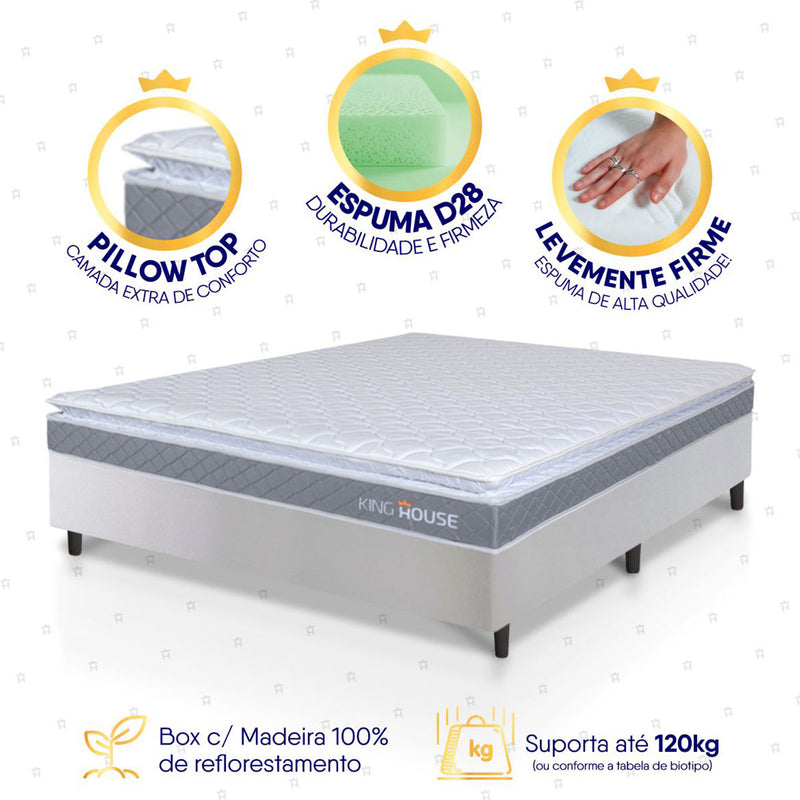 Cama Box Durban Espuma D28 Viúva 128x188 Branco King House