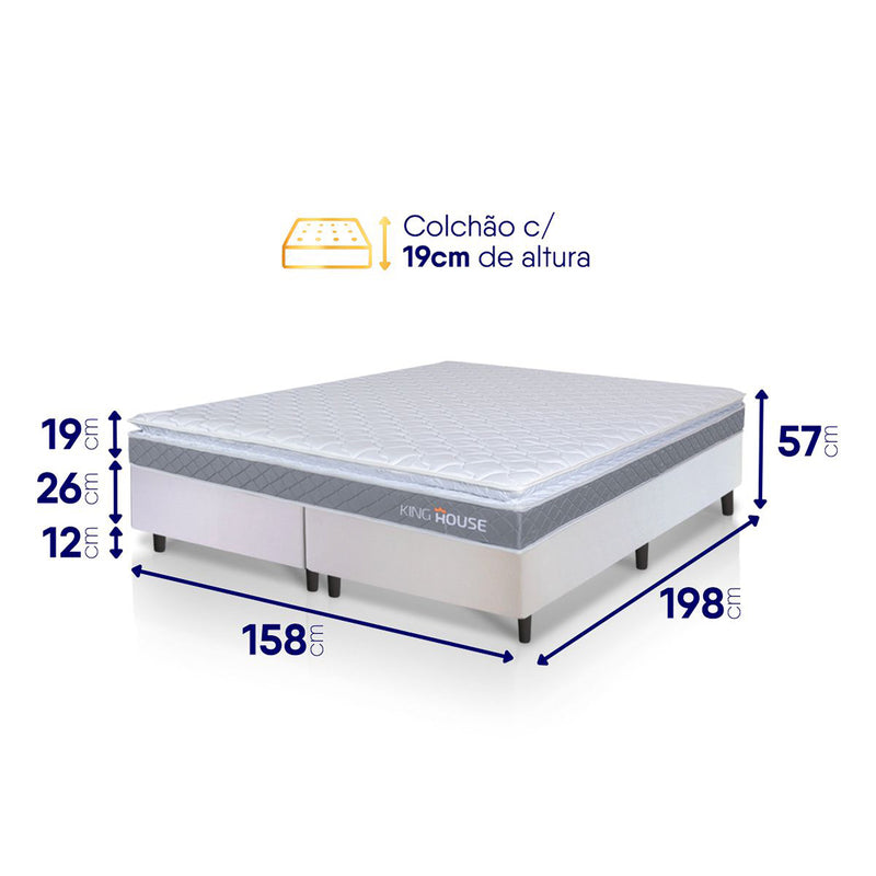 Cama Box Durban Espuma D28 Queen 158x198 Branco King House