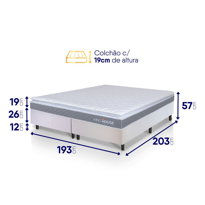 Cama Box Durban Espuma D28 King 193x203 Branco King House