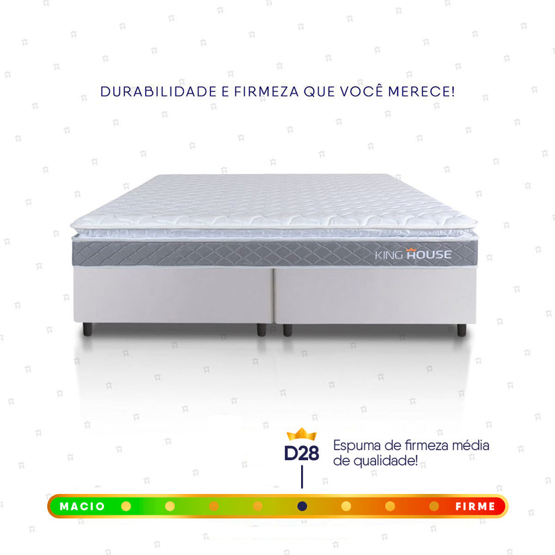 Cama Box Durban Espuma D28 King 193x203 Branco King House