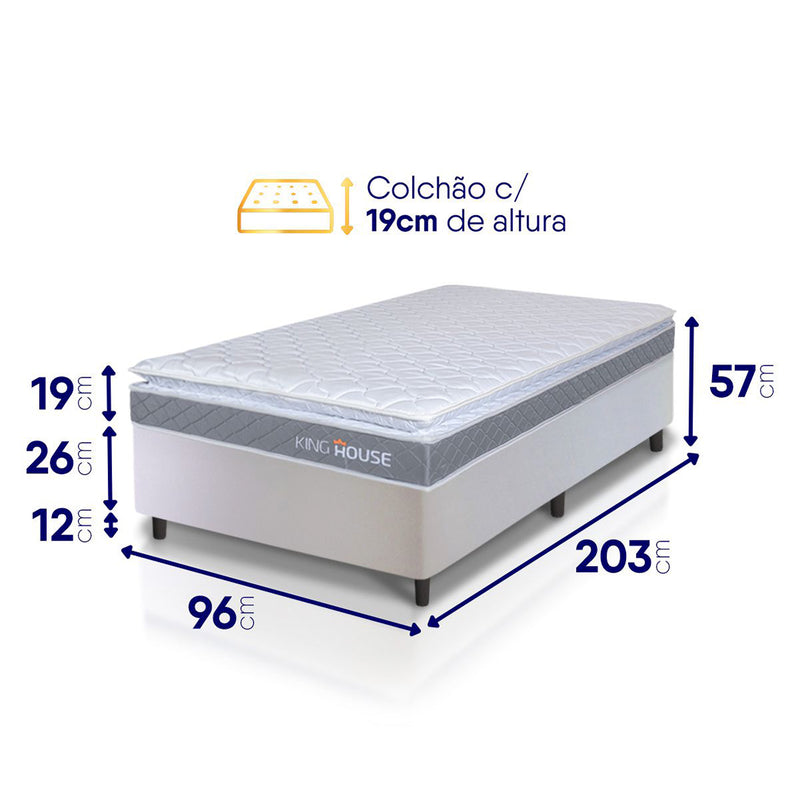 Cama Box Durban Espuma D28 Solteiro 96x203 Branco King House
