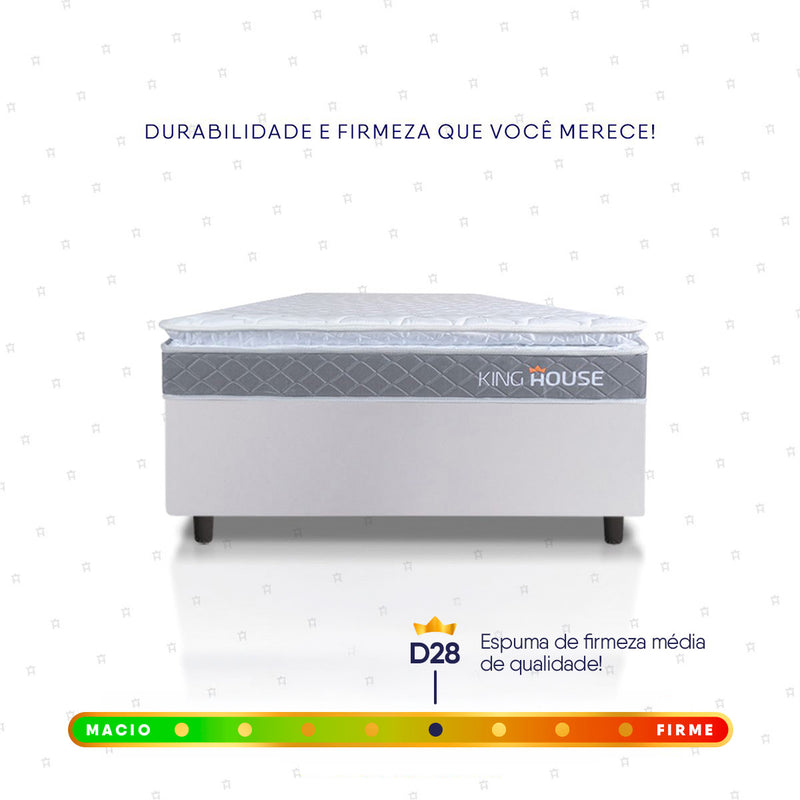 Cama Box Durban Espuma D28 Solteiro 96x203 Branco King House