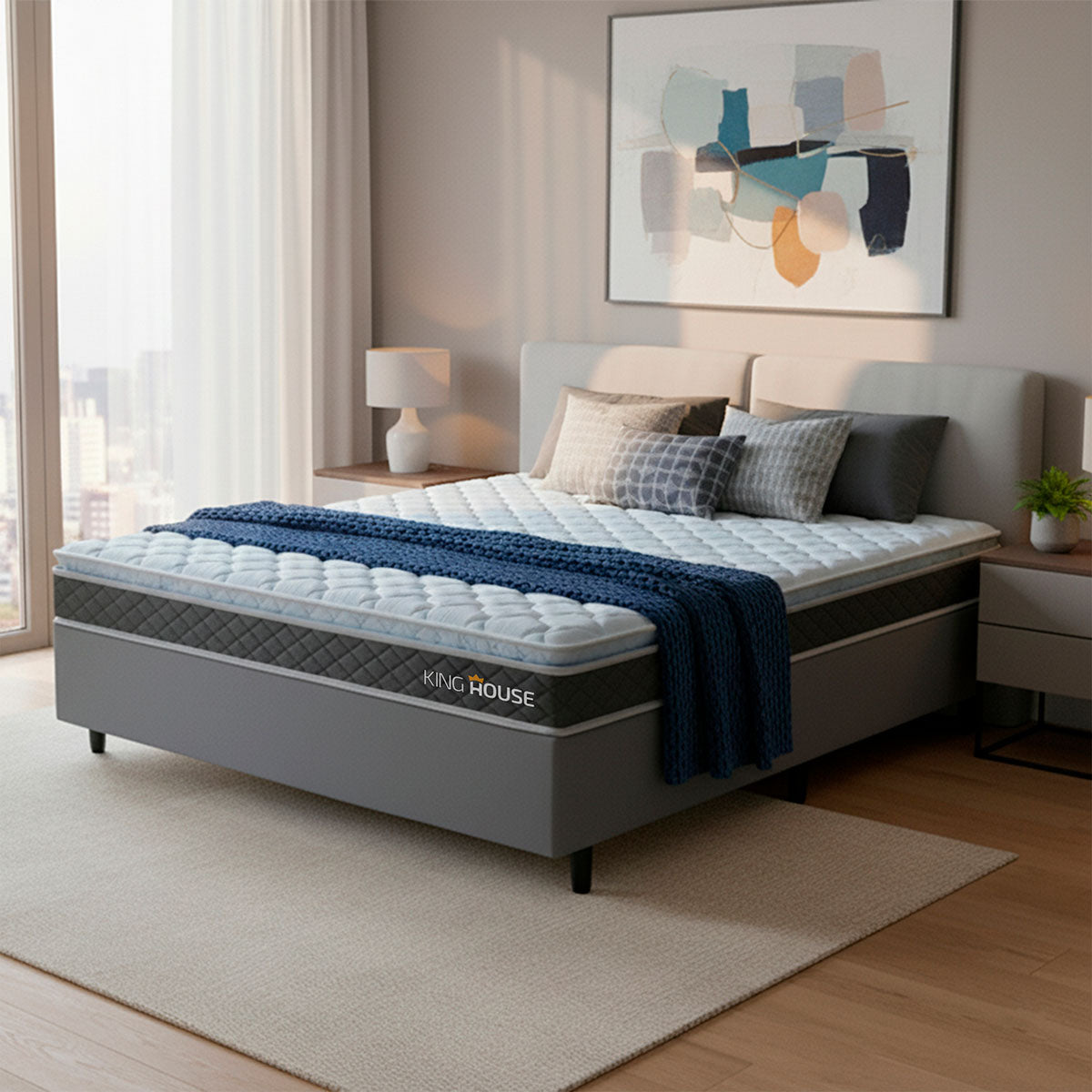 Cama Box Durban Espuma D28 Viúva 128x188 Cinza King House