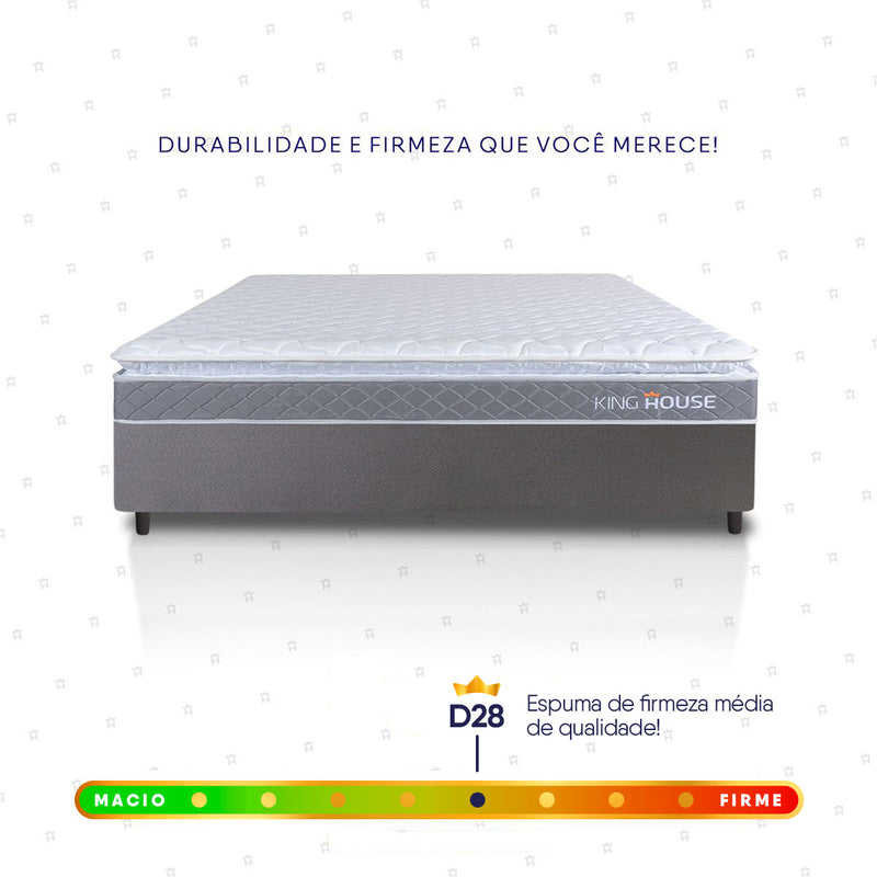 Cama Box Durban Espuma D28 Viúva 128x188 Cinza King House