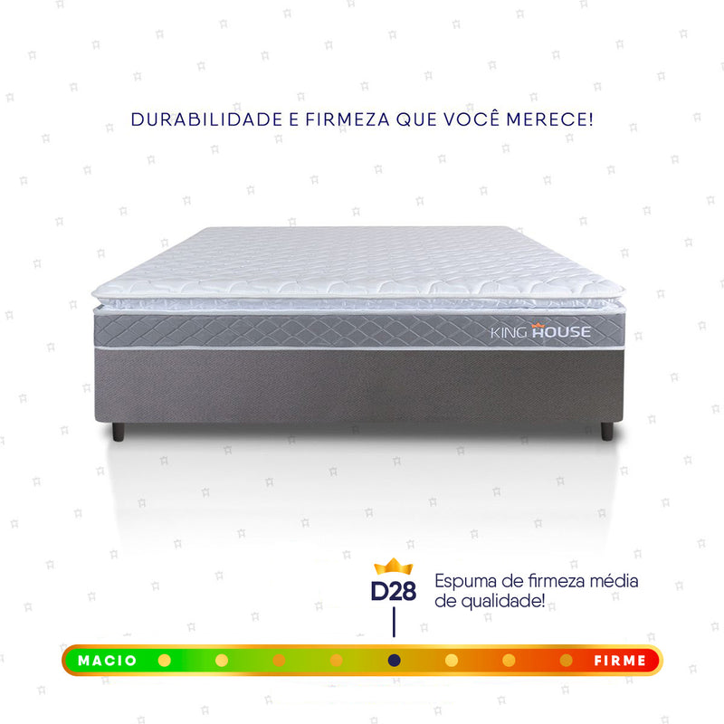 Cama Box Durban Espuma D28 Casal 138x188 Cinza King House