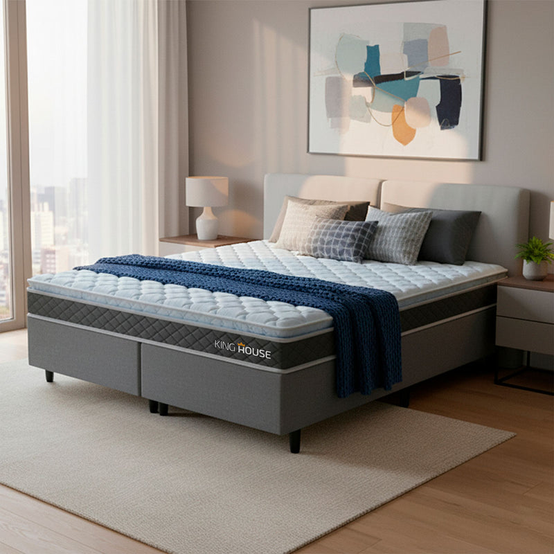 Cama Box Durban Espuma D28 Queen 158x198 Cinza King House