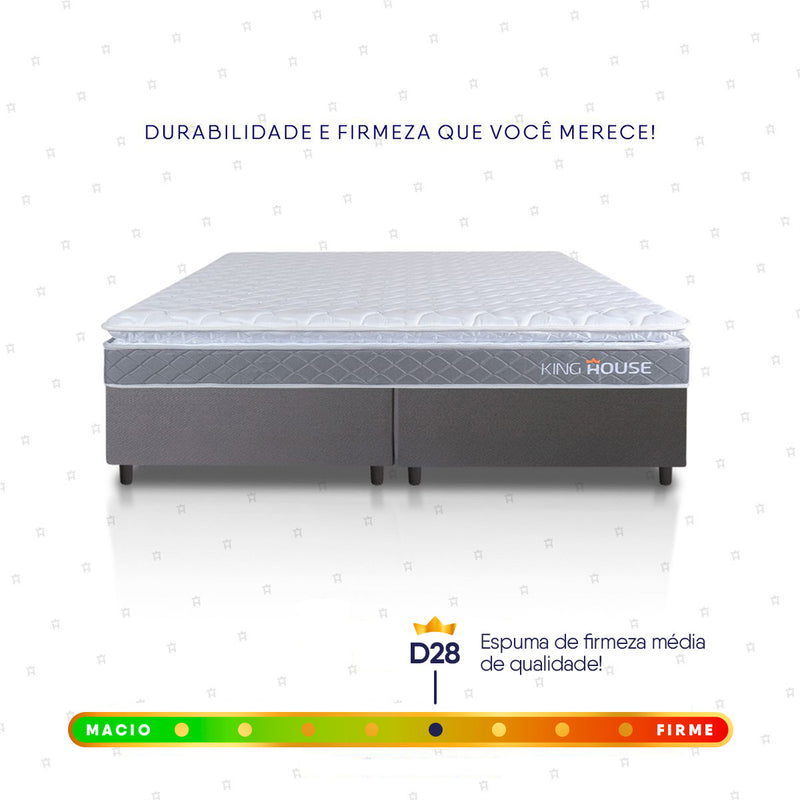 Cama Box Durban Espuma D28 Queen 158x198 Cinza King House