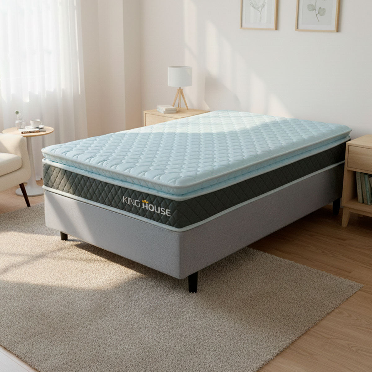 Cama Box Durban Espuma D28 Solteiro 88x188 Cinza King House