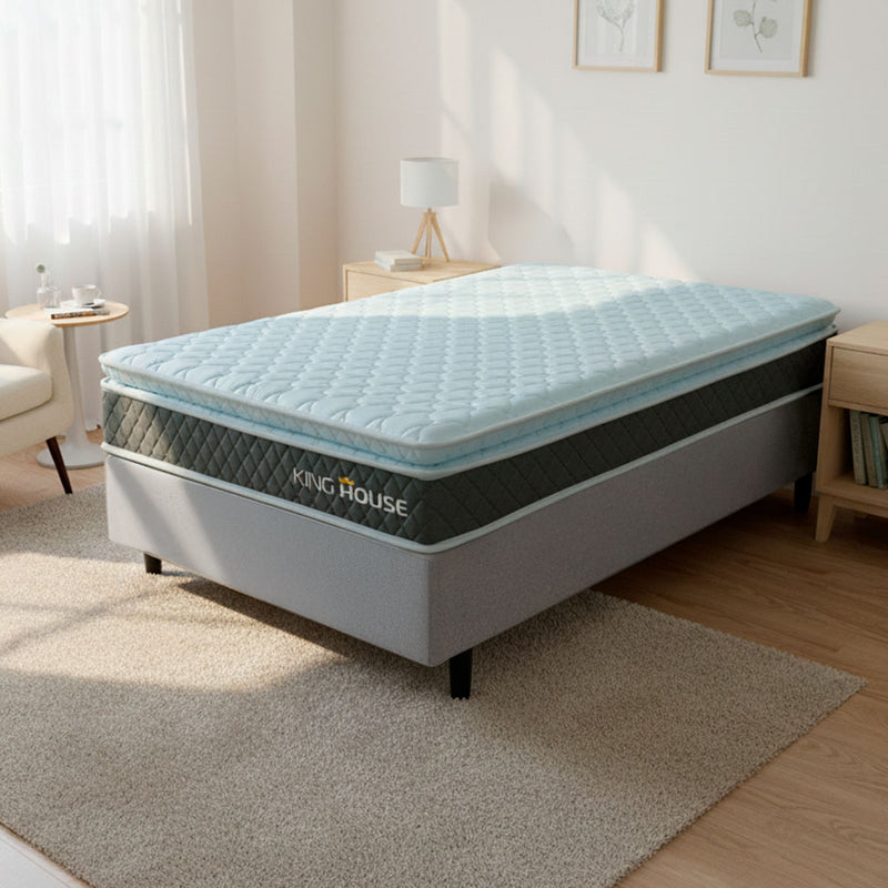 Cama Box Durban Espuma D28 Solteiro 88x188 Cinza King House