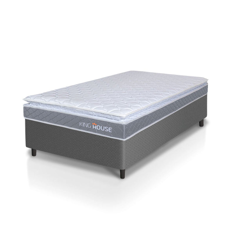 Cama Box Durban Espuma D28 Solteiro 88x188 Cinza King House