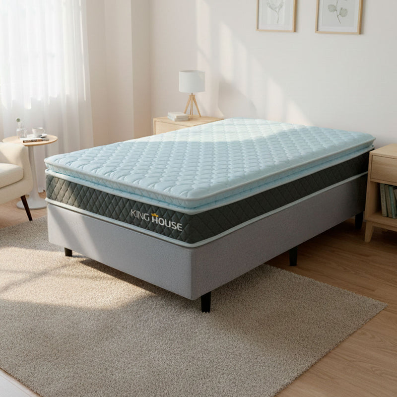 Cama Box Durban Espuma D28 Solteirão 96x203 Cinza King House