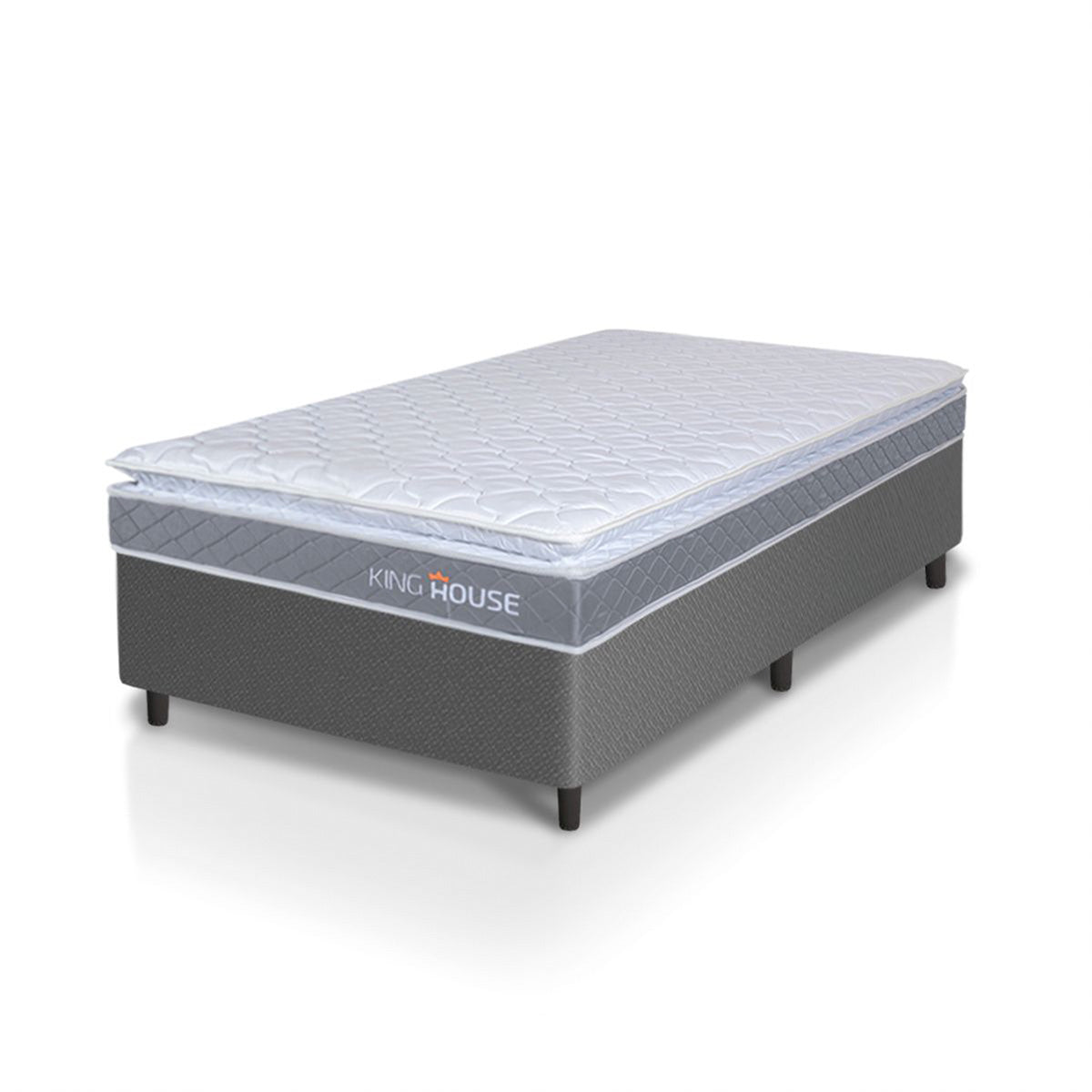 Cama Box Durban Espuma D28 Solteirão 96x203 Cinza King House