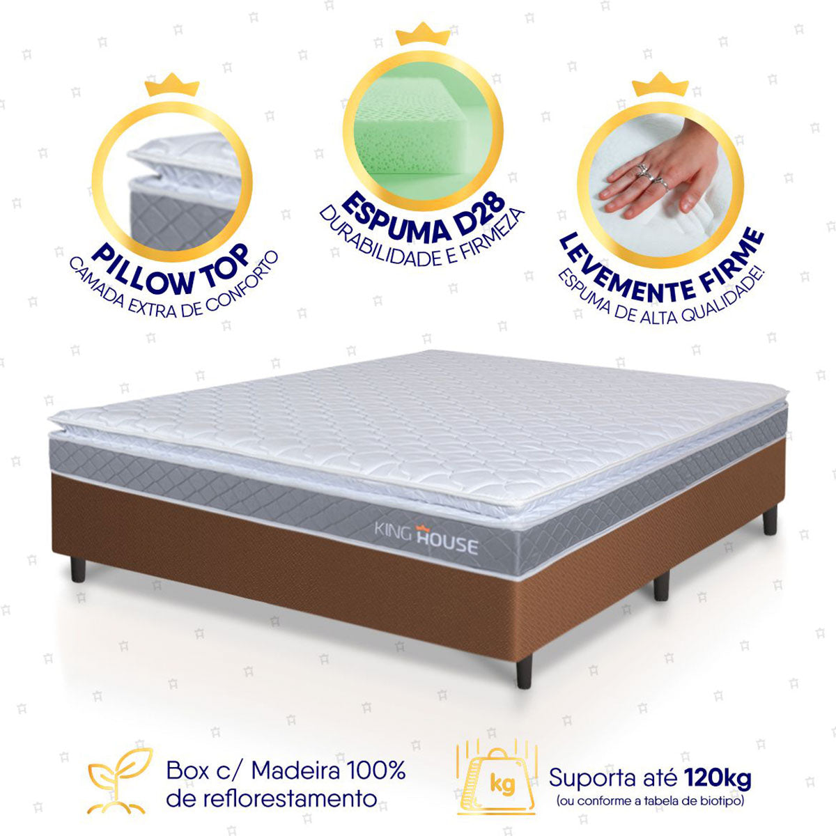 Cama Box Durban Espuma D28 Viúva 128x188 Marrom King House