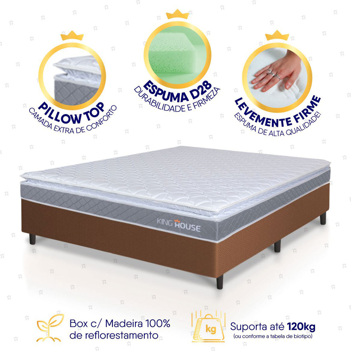 Cama Box Durban Espuma D28 Casal 138x188 Marrom King House