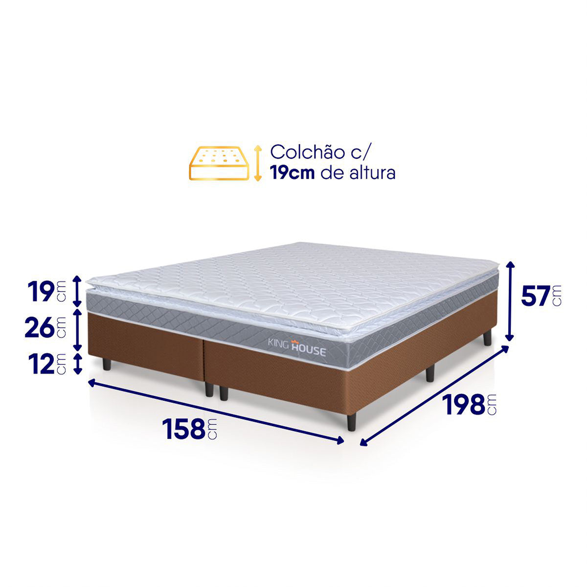 Cama Box Durban Espuma D28 Queen 158x198 Marrom King House