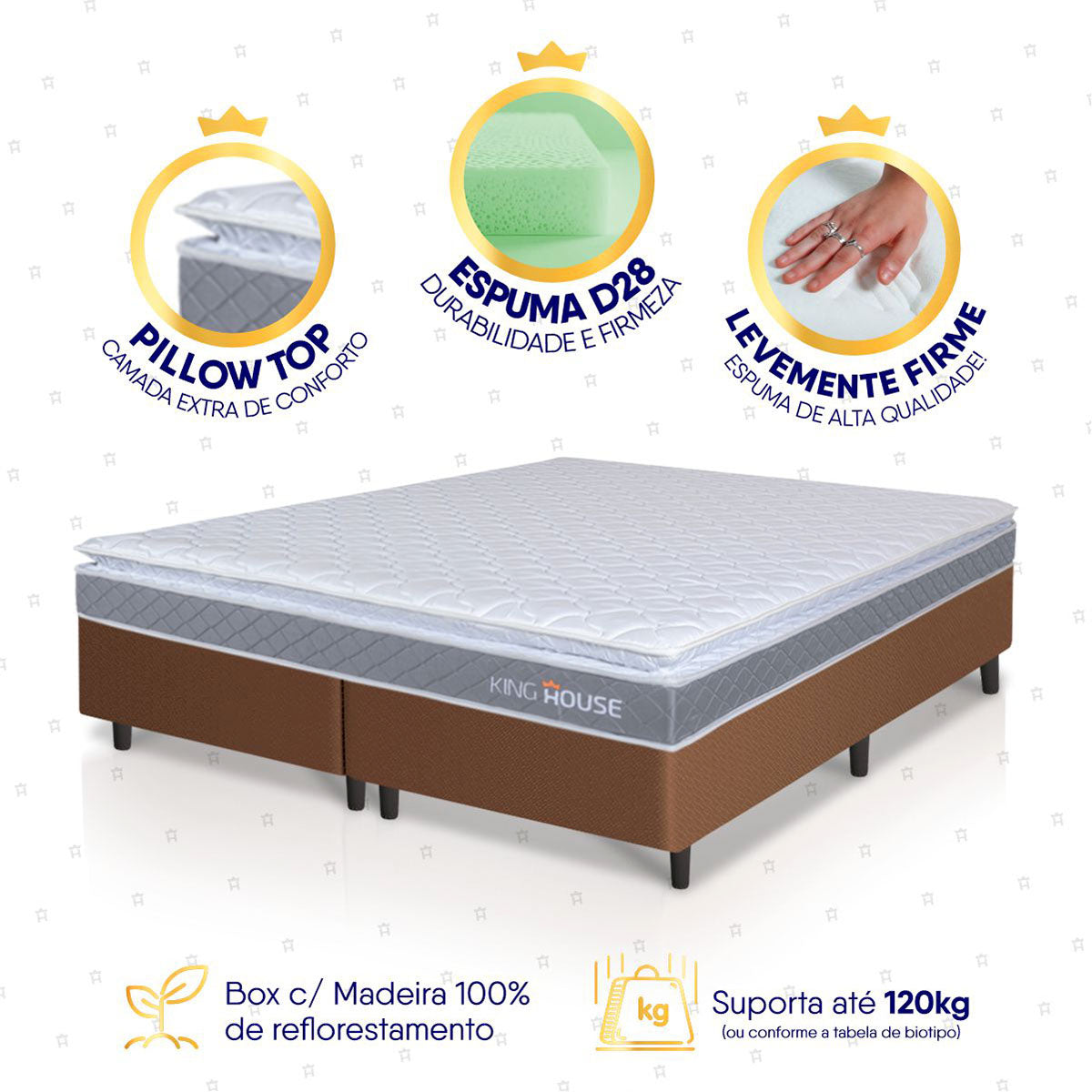 Cama Box Durban Espuma D28 King 193x203 Marrom King House