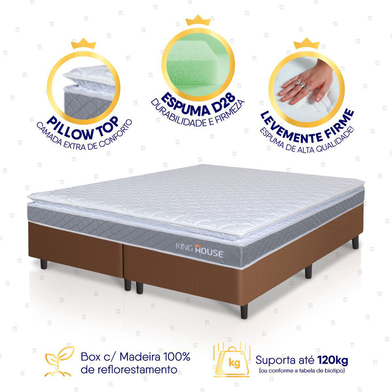 Cama Box Durban Espuma D28 King 193x203 Marrom King House
