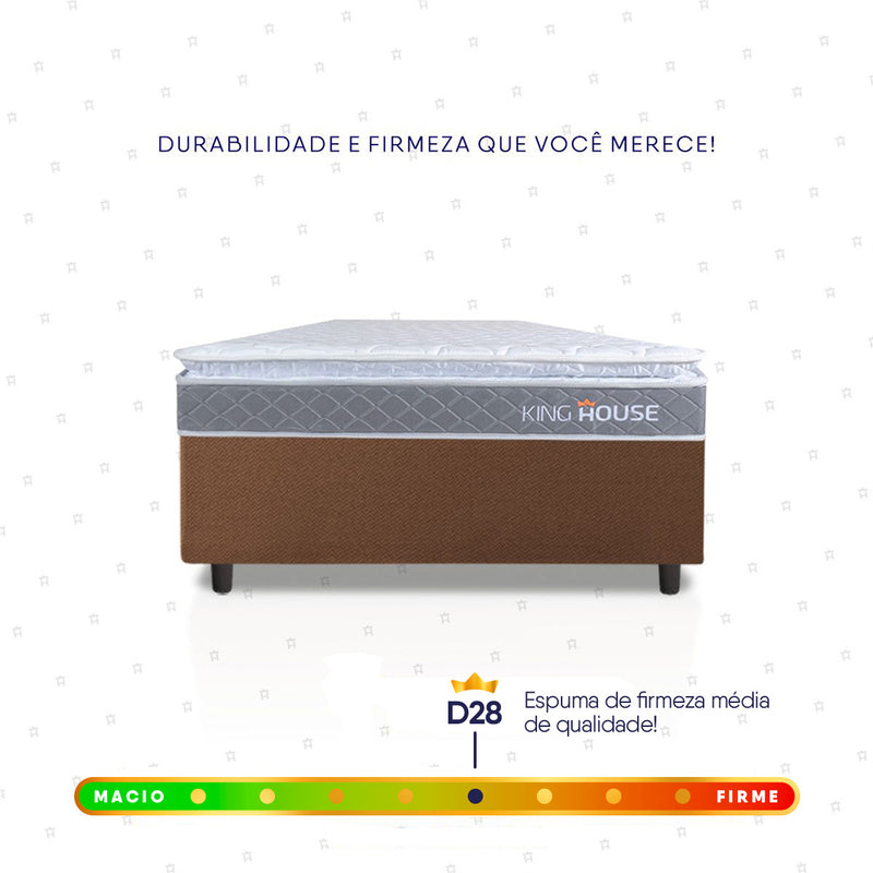 Cama Box Durban Espuma D28 Solteiro 96x203 Marrom King House
