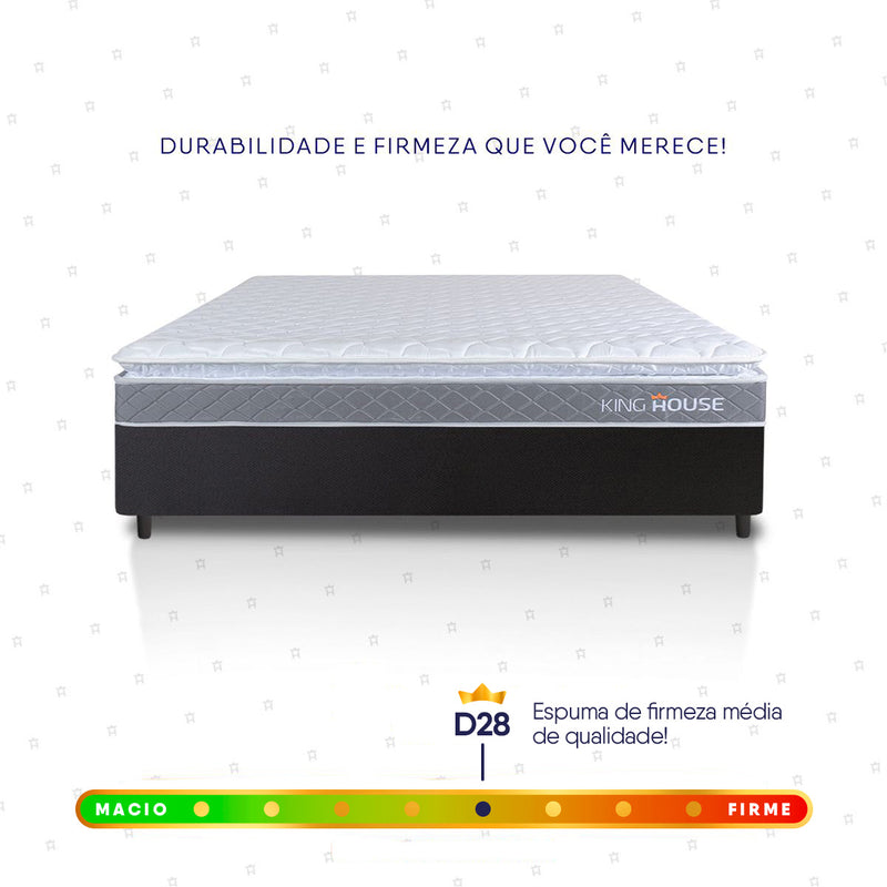 Cama Box Durban Espuma D28 Viúva 128x188 Preto King House