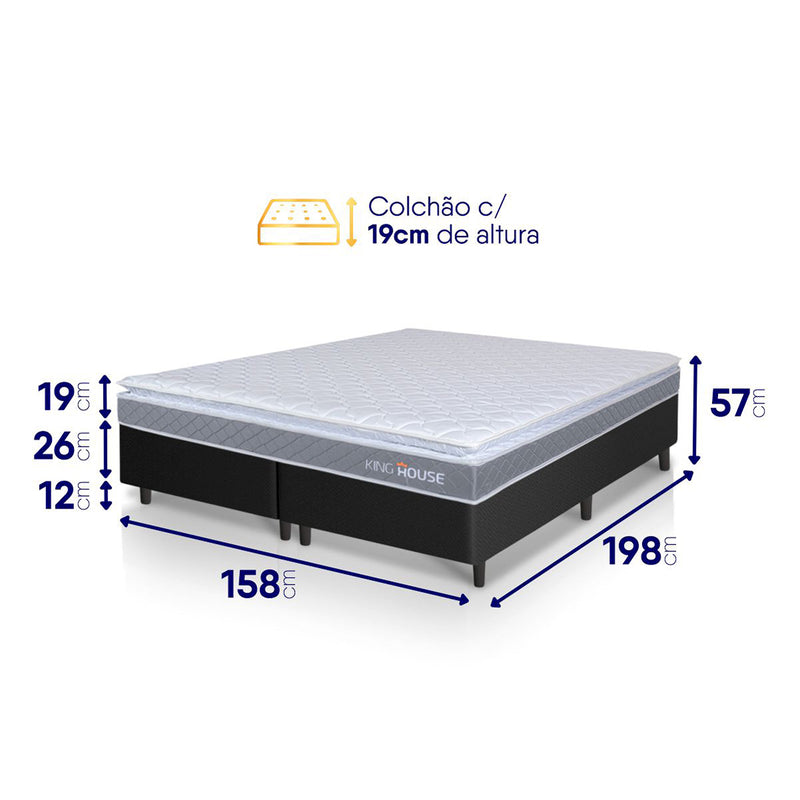 Cama Box Durban Espuma D28 Queen 158x198 Preto King House