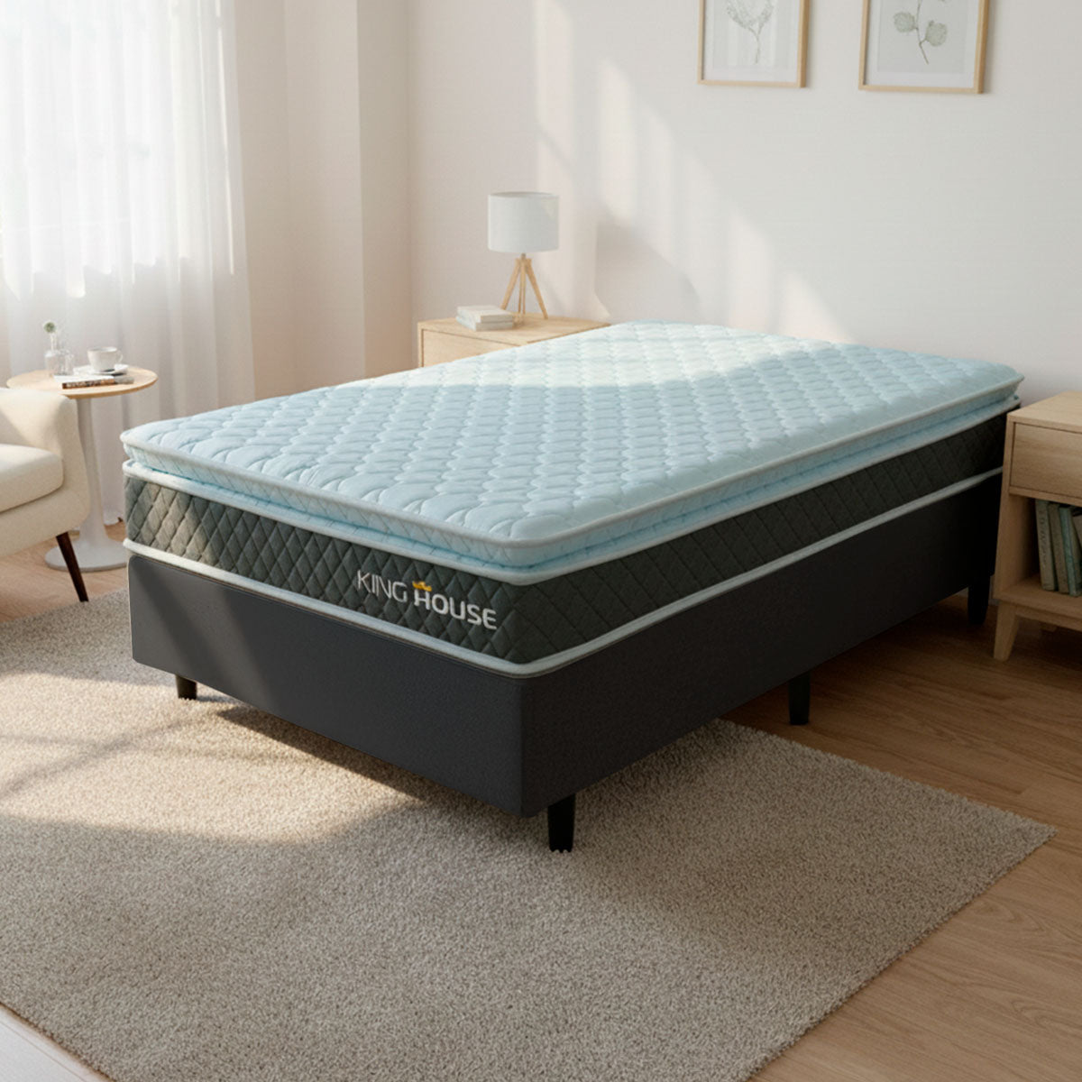 Cama Box Durban Espuma D28 Solteirão 96x203 Preto King House